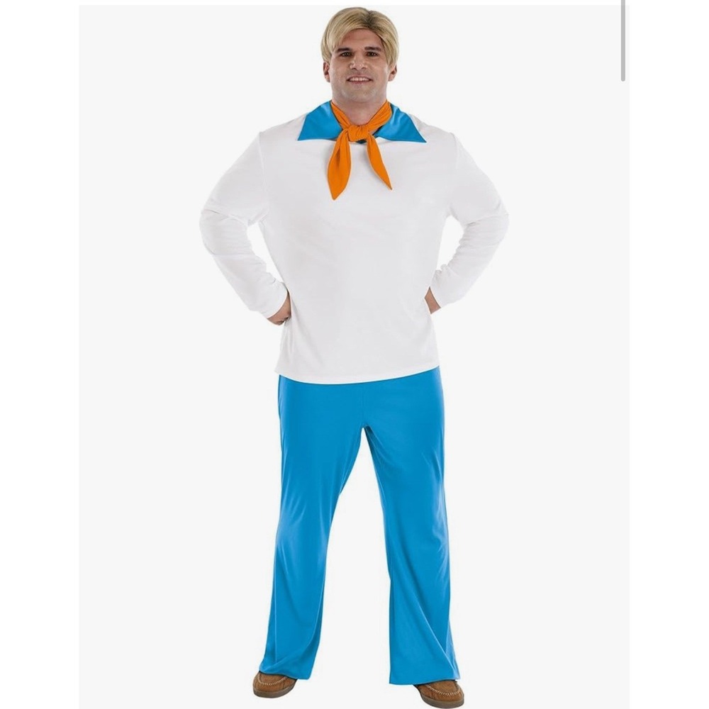Scooby Doo Fred Adult Plus 2XL 48-52 Fred Costume Cosplay 3 Piece NEW - Picture 3 of 8